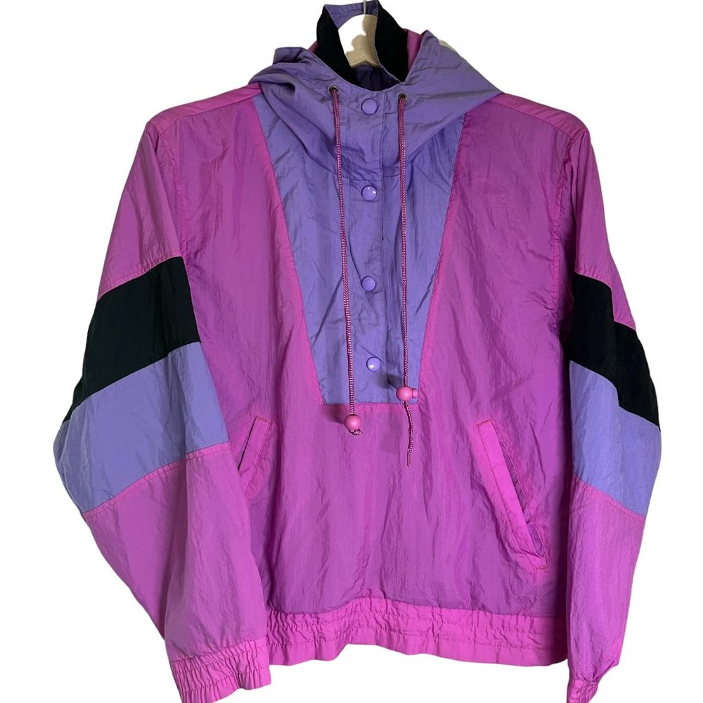 Eddie Bauer Vintage Hooded Windbreaker Pullover Jacket